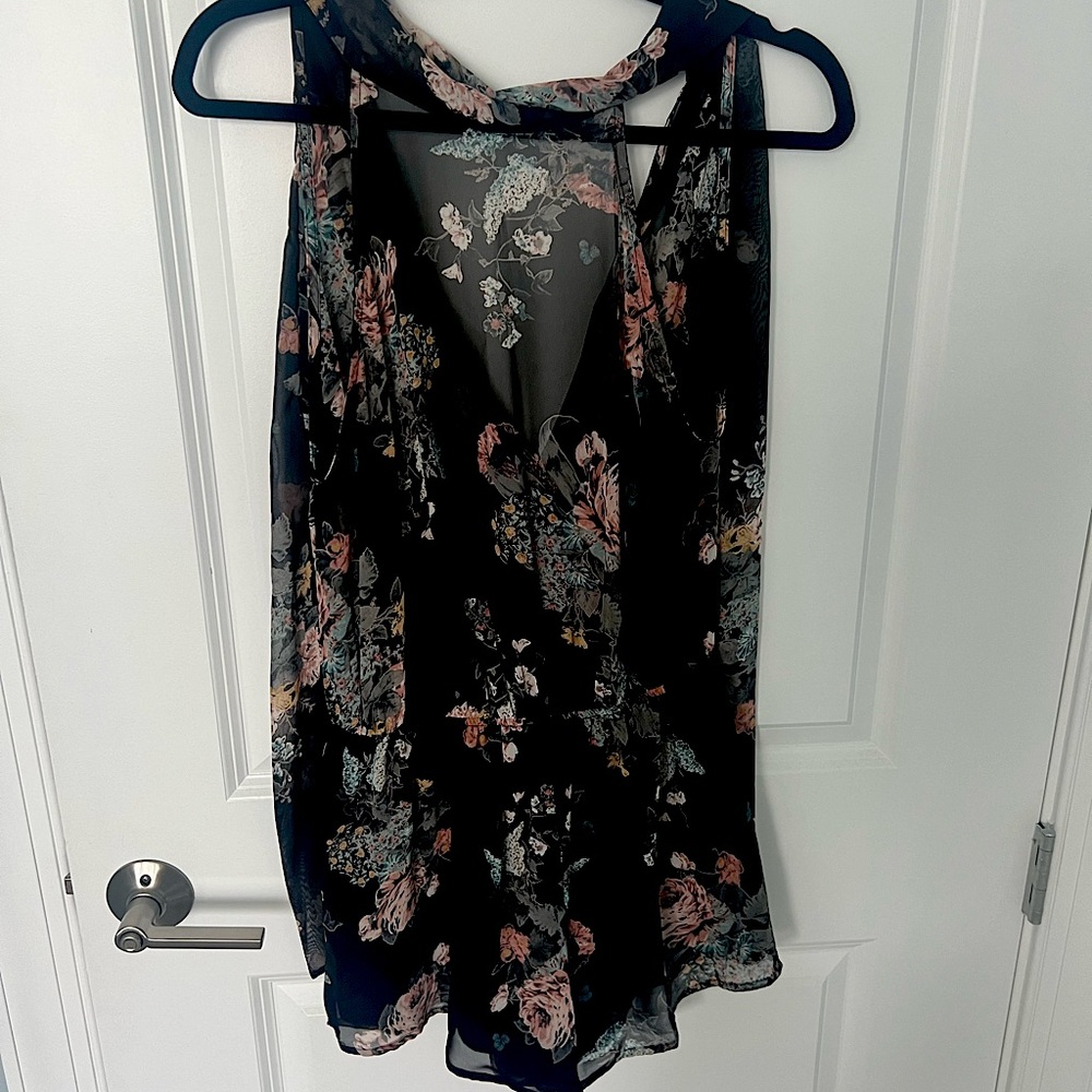 Floral, sheer romper
